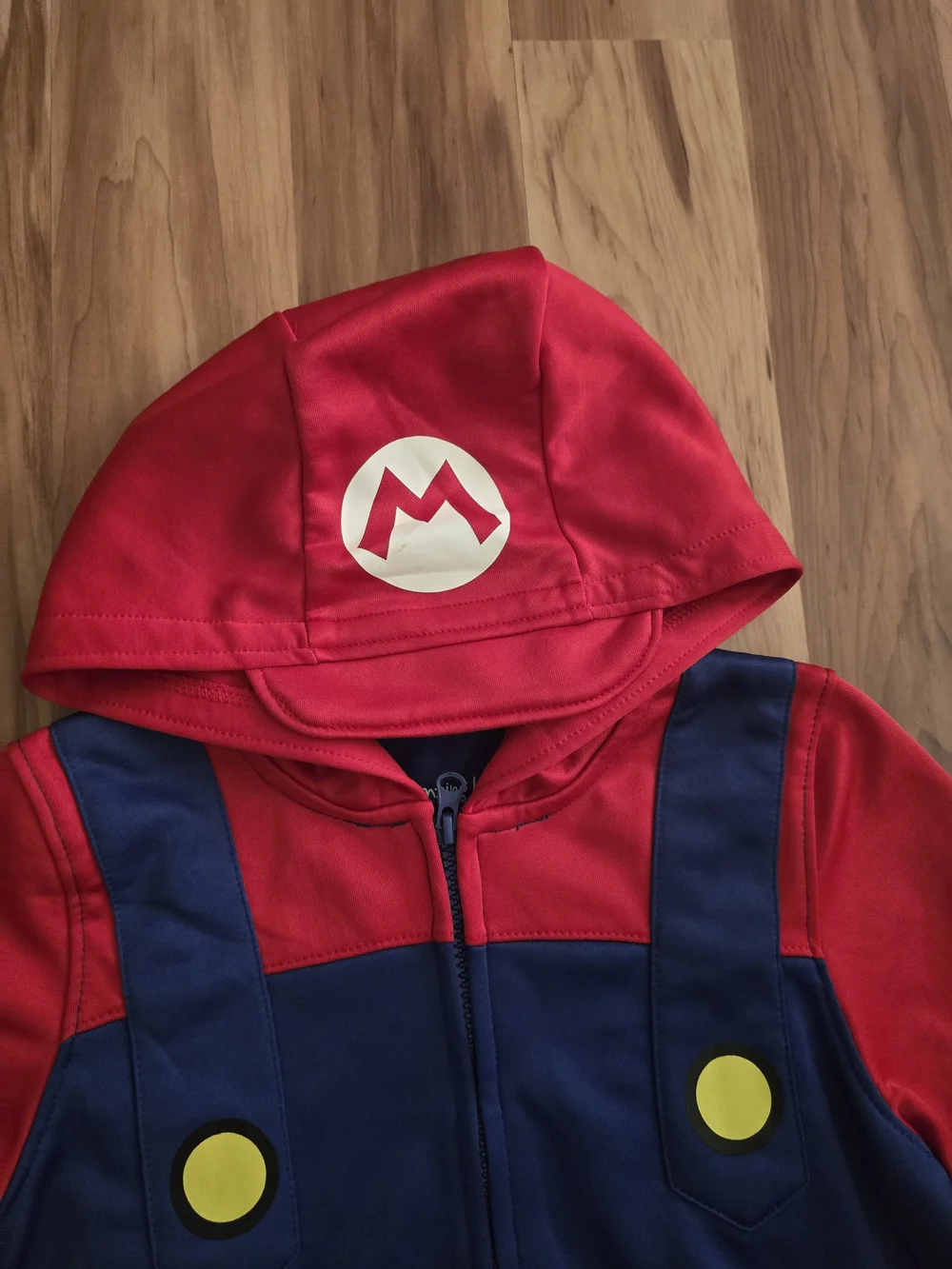 jumping beans Red and Blue Mario Hoodie with Yellow Buttons